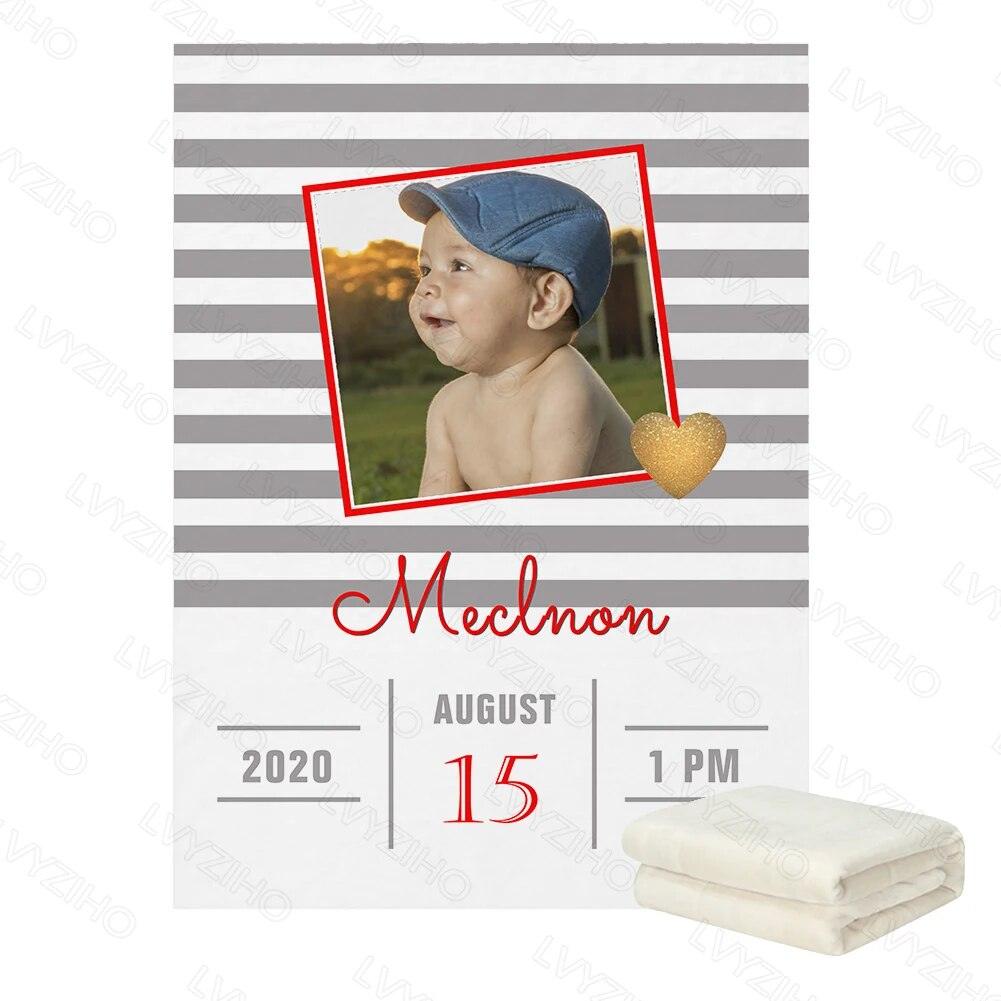 Photo Birth Announcement Blanket Custom Baby Keepsake Gift