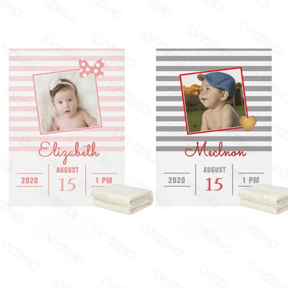 Photo Birth Announcement Blanket Custom Baby Keepsake Gift
