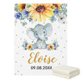 Sunflower Elephant Baby Blanket with Name and Date Print