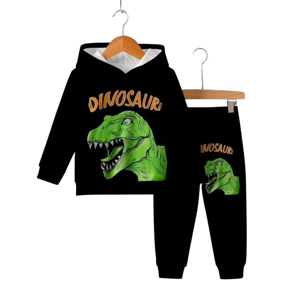 Dinosaur Graphic Hoodie And Pants Set
