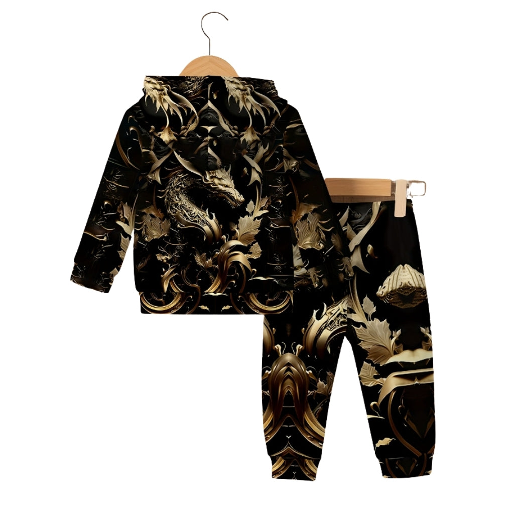 Baby Dragon Pattern Hooded Onesie For Outdoor