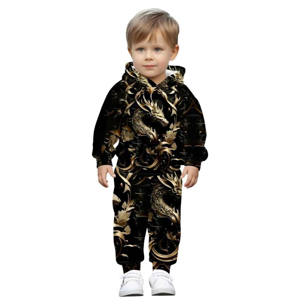 Baby Dragon Pattern Hooded Onesie For Outdoor