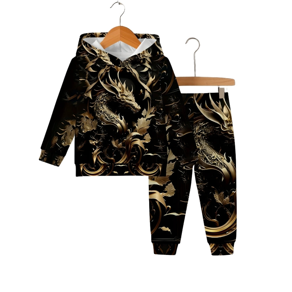 Baby Dragon Pattern Hooded Onesie For Outdoor