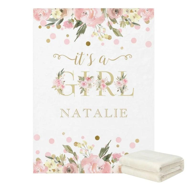 Baby Announcement Blanket Personalized Coral Fleece Keepsake