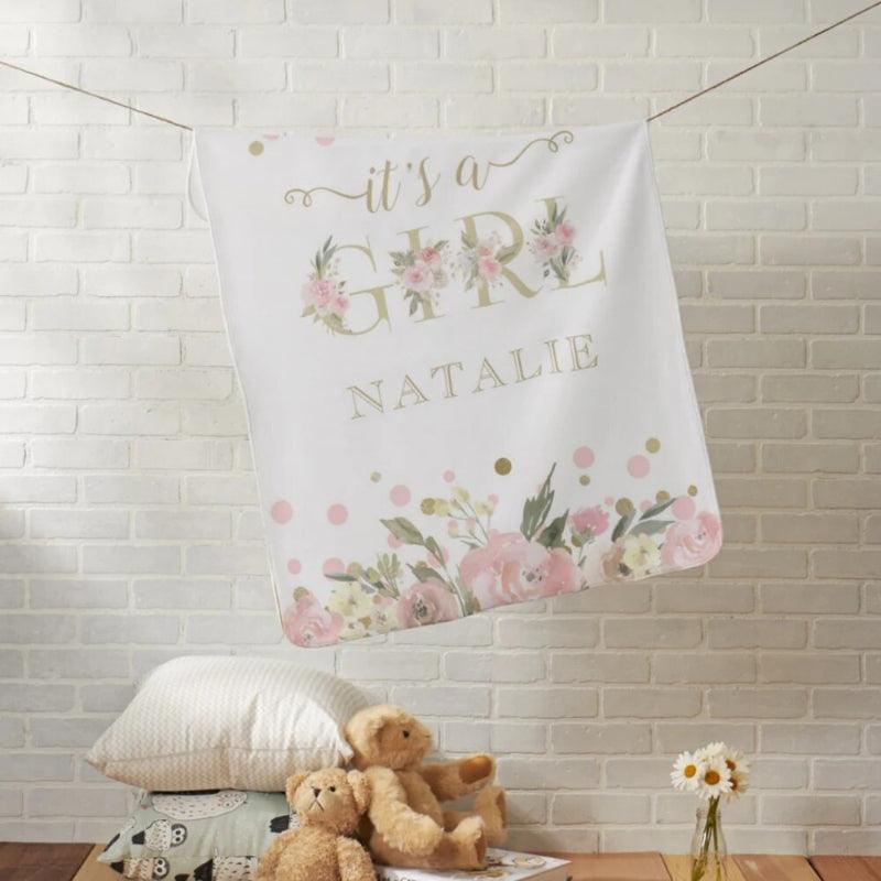 Baby Announcement Blanket Personalized Coral Fleece Keepsake