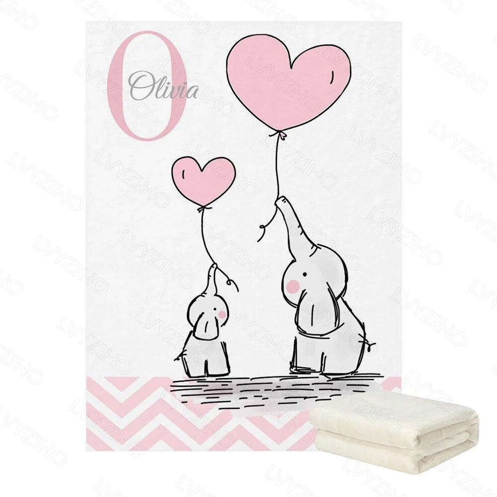 Elephant Balloon Name Blanket