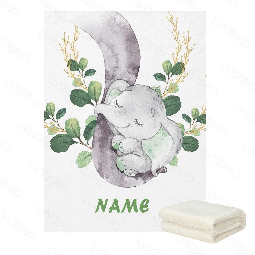 Elephant Balloon Name Blanket