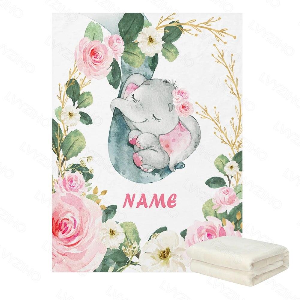 Elephant Balloon Name Blanket