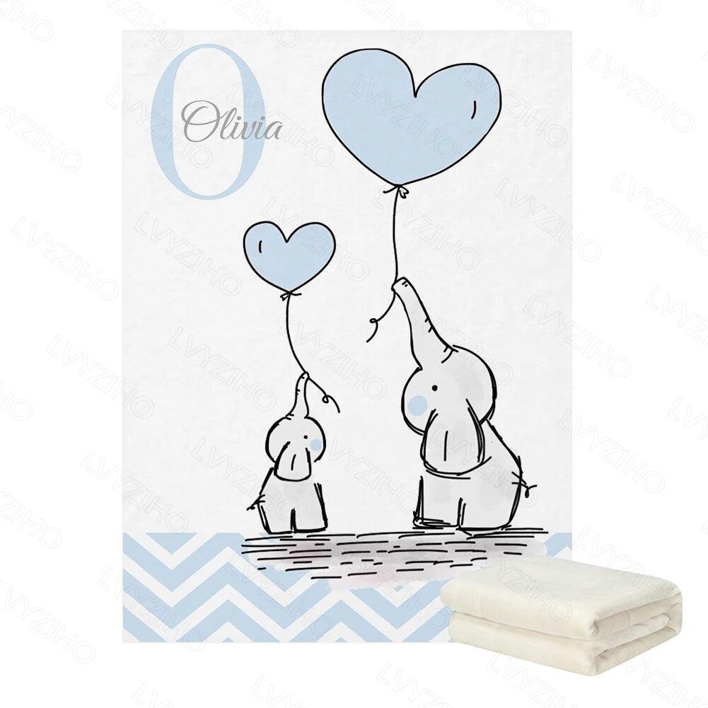 Elephant Balloon Name Blanket