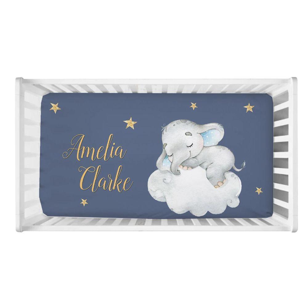Custom Name Elephant Star Moon Bedding
