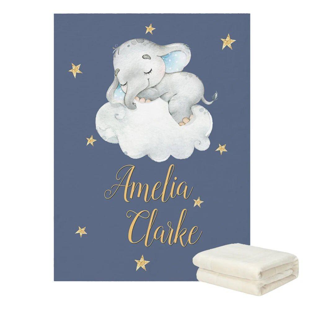 Custom Name Elephant Star Moon Bedding