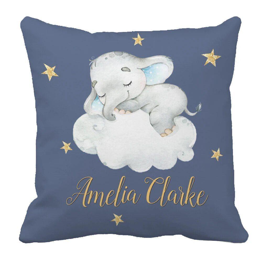 Custom Name Elephant Moon Star Bedding