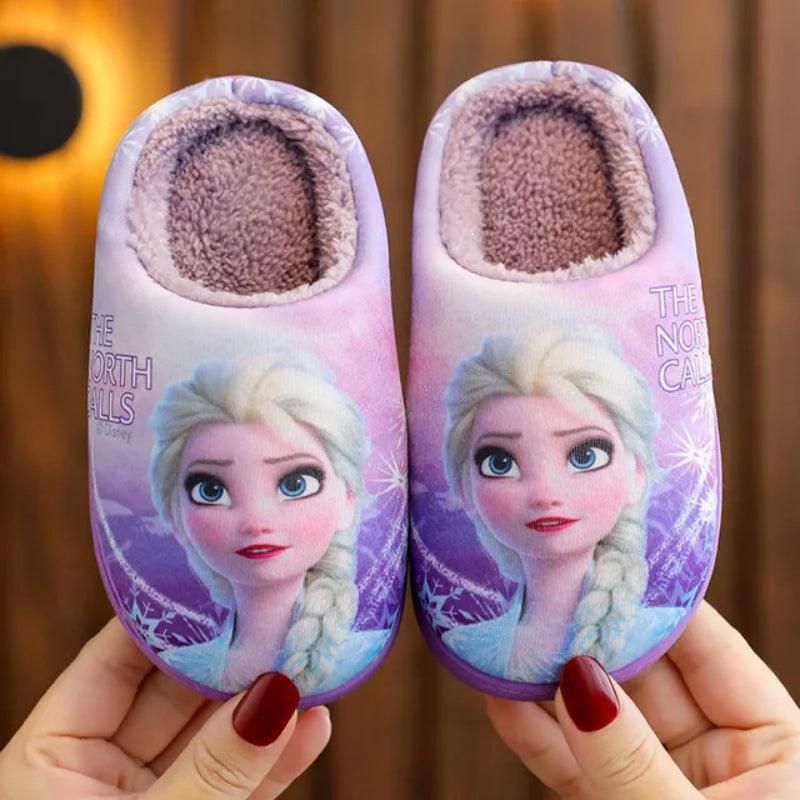 Girls Elsa Flat Shoes Cartoon Print Slip-On Winter Shoes