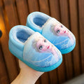 Girls Elsa Flat Shoes Cartoon Print Slip-On Winter Shoes