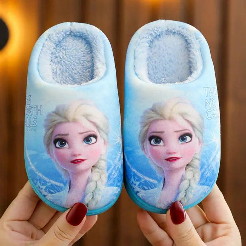 Girls Elsa Flat Shoes Cartoon Print Slip-On Winter Shoes