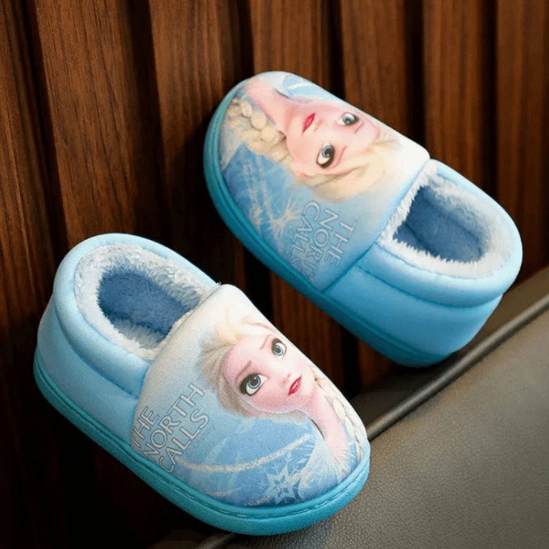 Girls Elsa Flat Shoes Cartoon Print Slip-On Winter Shoes