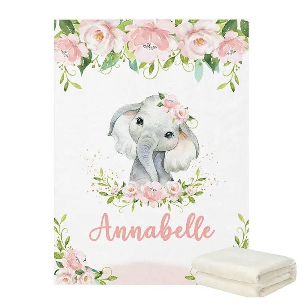Custom Floral Elephant Crib Set