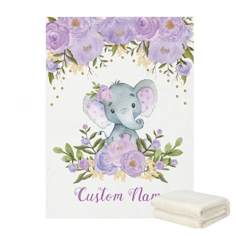 Custom Floral Elephant Crib Set