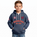 Washington Nationals EST 1969 Kids Baseball Fan Printed Waffle Quarter Zip Hoodie