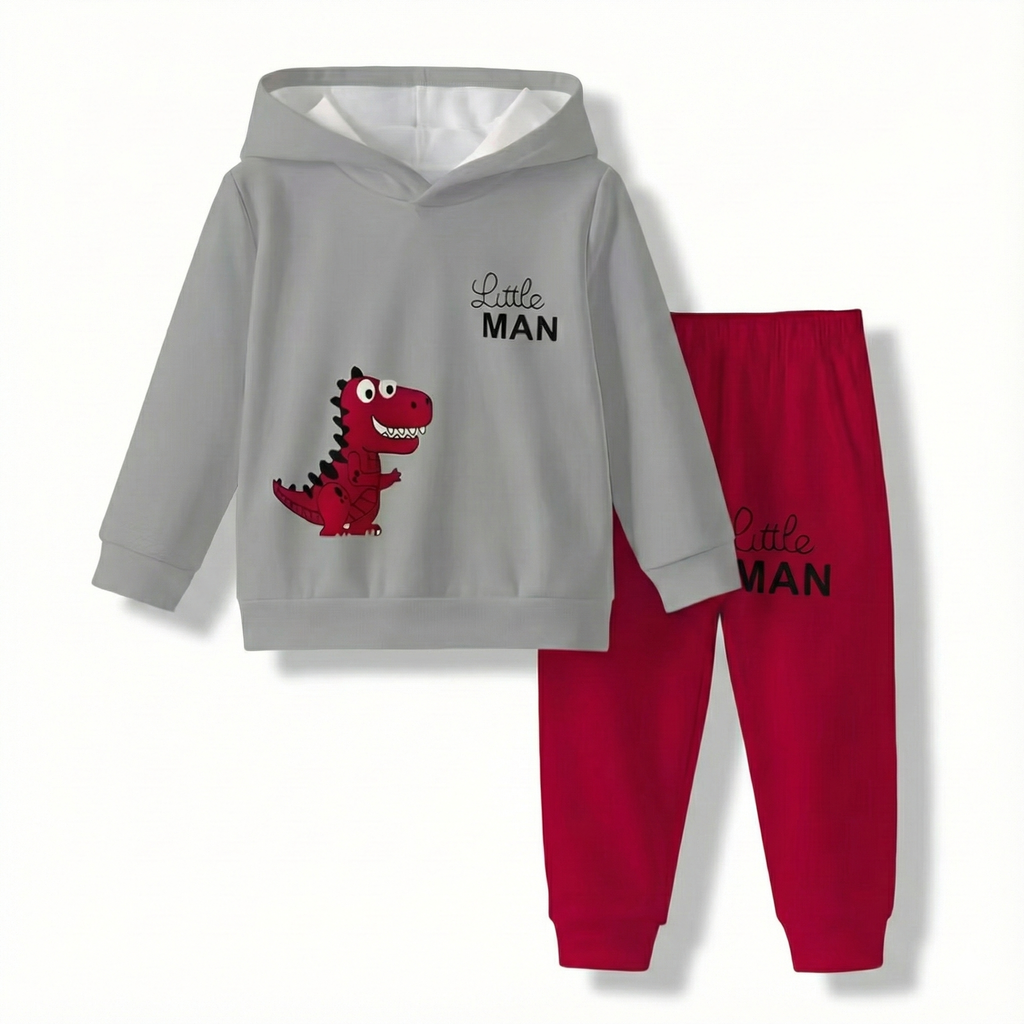 Baby Dinosaur Cartoon Print Outfit Set For Spring And Autumn