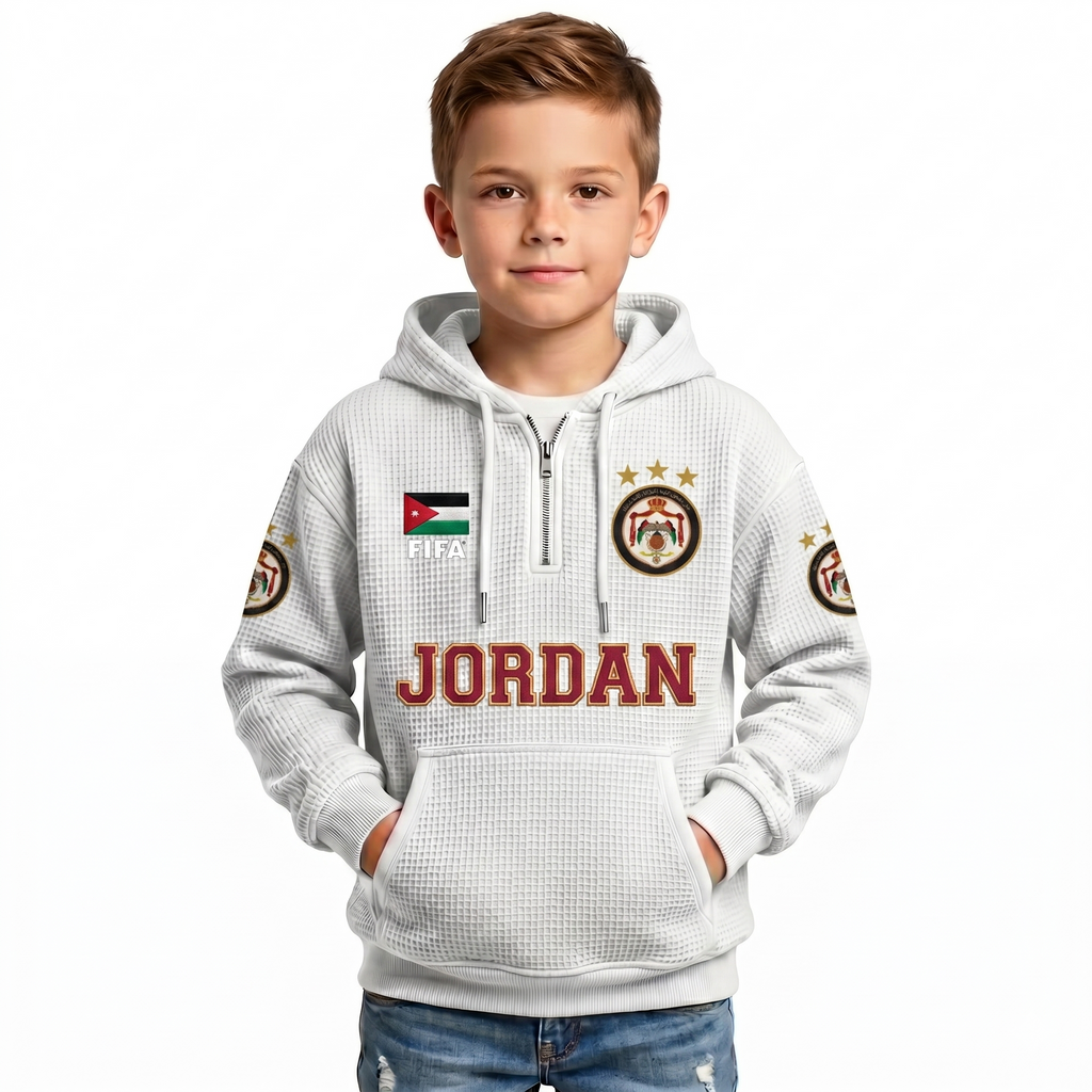 FIFA 2026 Jordan Printed Waffle Quarter Zip Kids Football Fan Hoodie