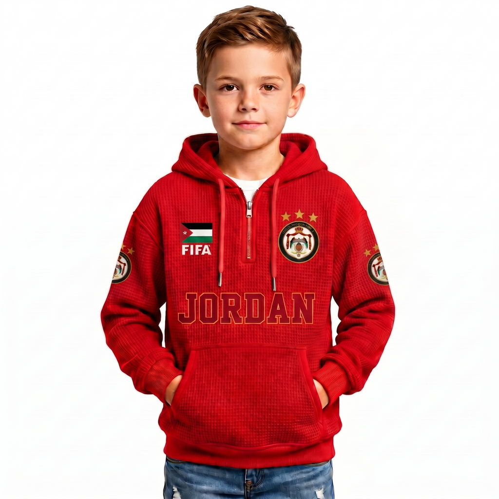 FIFA 2026 Jordan Printed Waffle Quarter Zip Kids Football Fan Hoodie