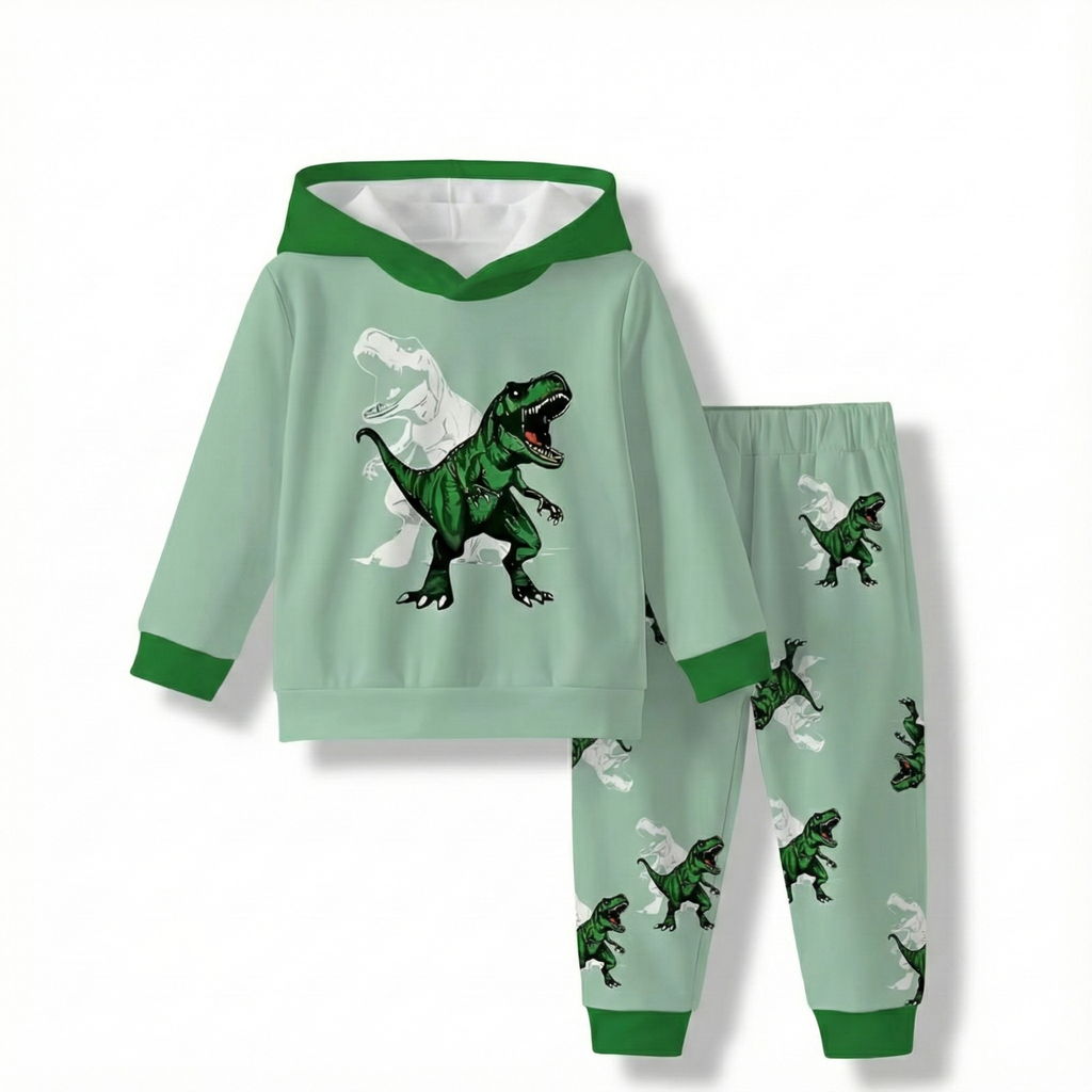 Boys Dinosaur Print Hoodie And Pants Set
