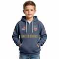 FIFA 2026 United States Printed Waffle Quarter Zip Kids Football Fan Hoodie