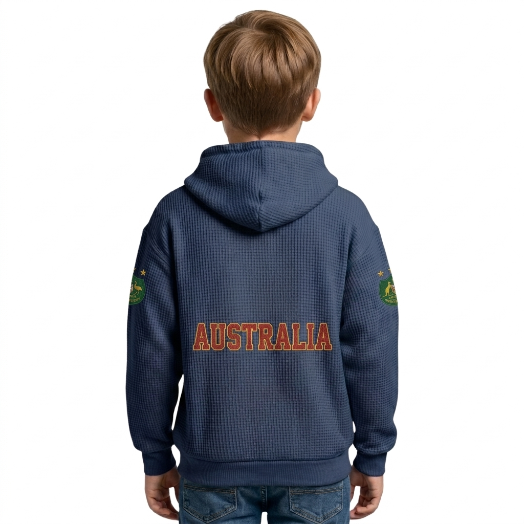 FIFA 2026 Australia Printed Waffle Quarter Zip Kids Football Fan Hoodie