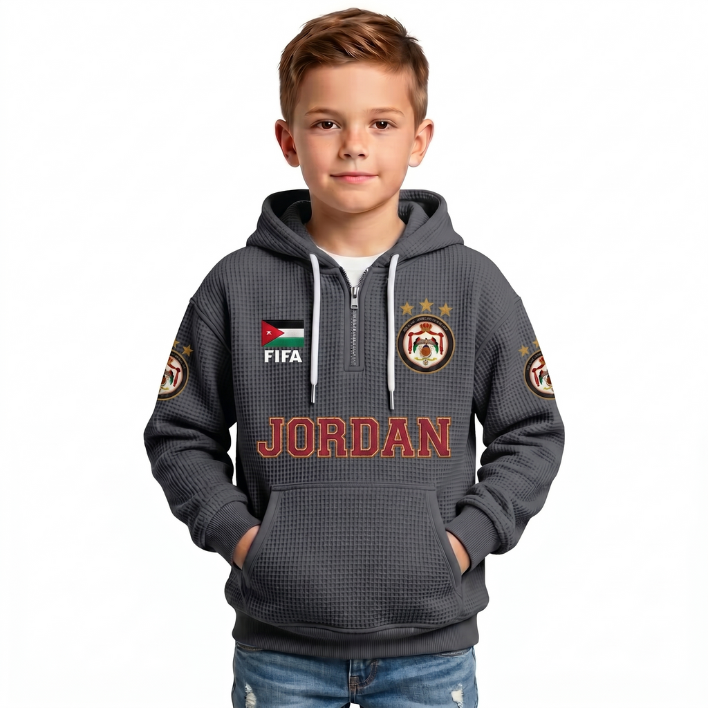 FIFA 2026 Jordan Printed Waffle Quarter Zip Kids Football Fan Hoodie