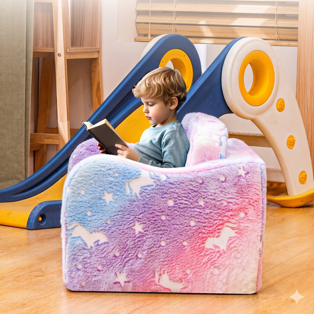 Kids Convertible Sofa Bed With Soft Memory Foam Cushion