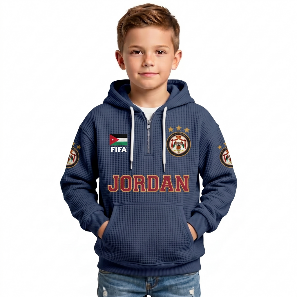FIFA 2026 Jordan Printed Waffle Quarter Zip Kids Football Fan Hoodie