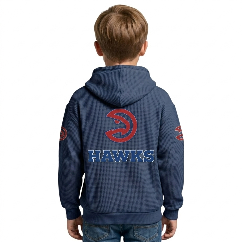 Atlanta Hawks EST 1946 Kids Baseball Fan Printed Waffle Quarter Zip Hoodie