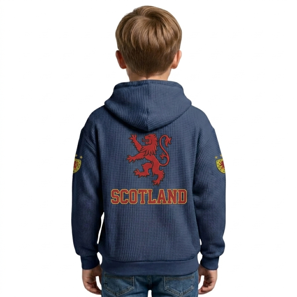 FIFA 2026 Scotland Printed Waffle Quarter Zip Kids Football Fan Hoodie