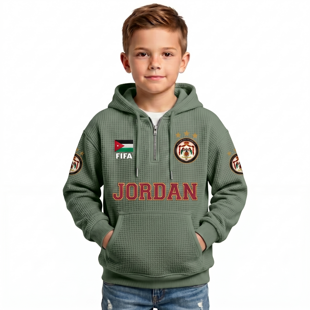FIFA 2026 Jordan Printed Waffle Quarter Zip Kids Football Fan Hoodie
