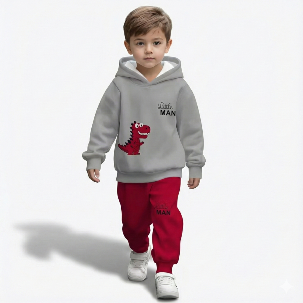Baby Dinosaur Cartoon Print Outfit Set For Spring And Autumn