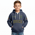 Milwaukee Bucks EST 1968 Kids Baseball Fan Printed Waffle Quarter Zip Hoodie
