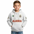 FIFA 2026 Algeria Printed Waffle Quarter Zip Kids Football Fan Hoodie