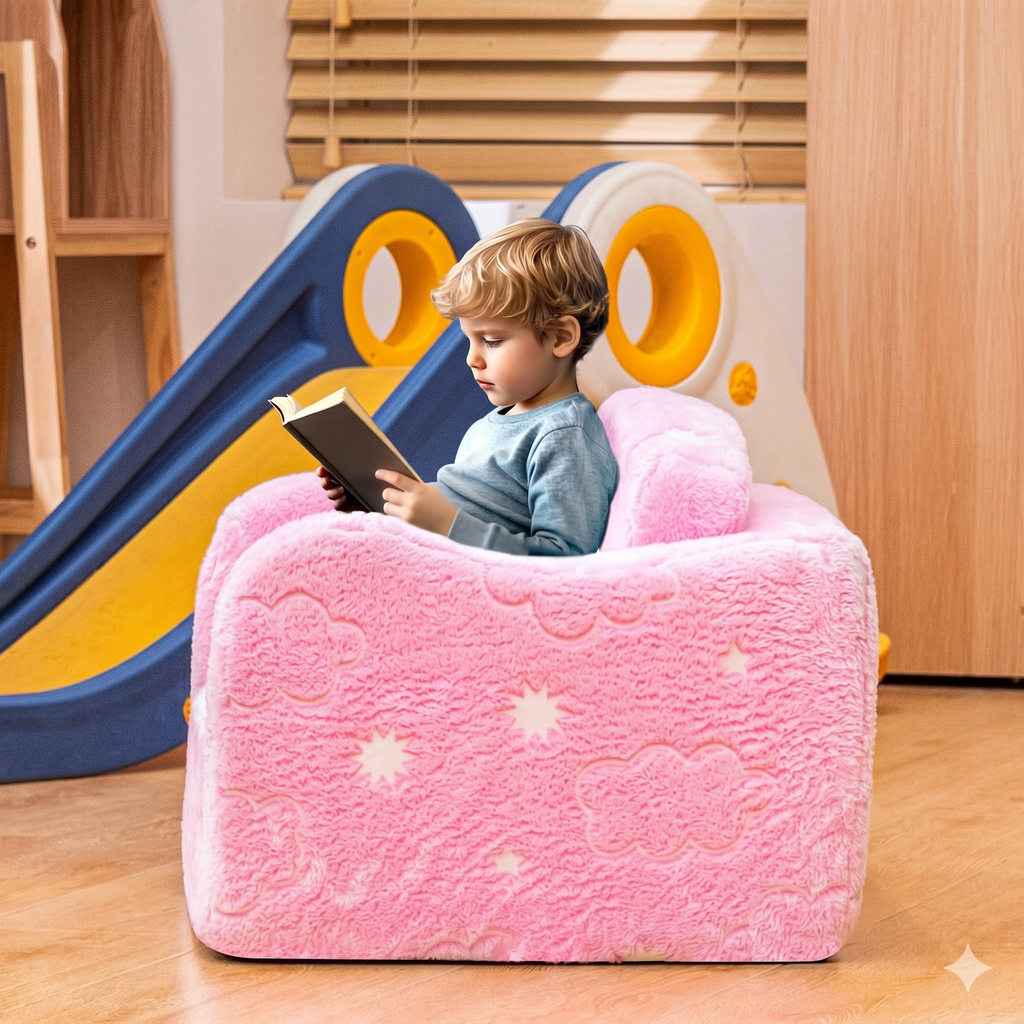 Kids Convertible Sofa Bed With Soft Memory Foam Cushion