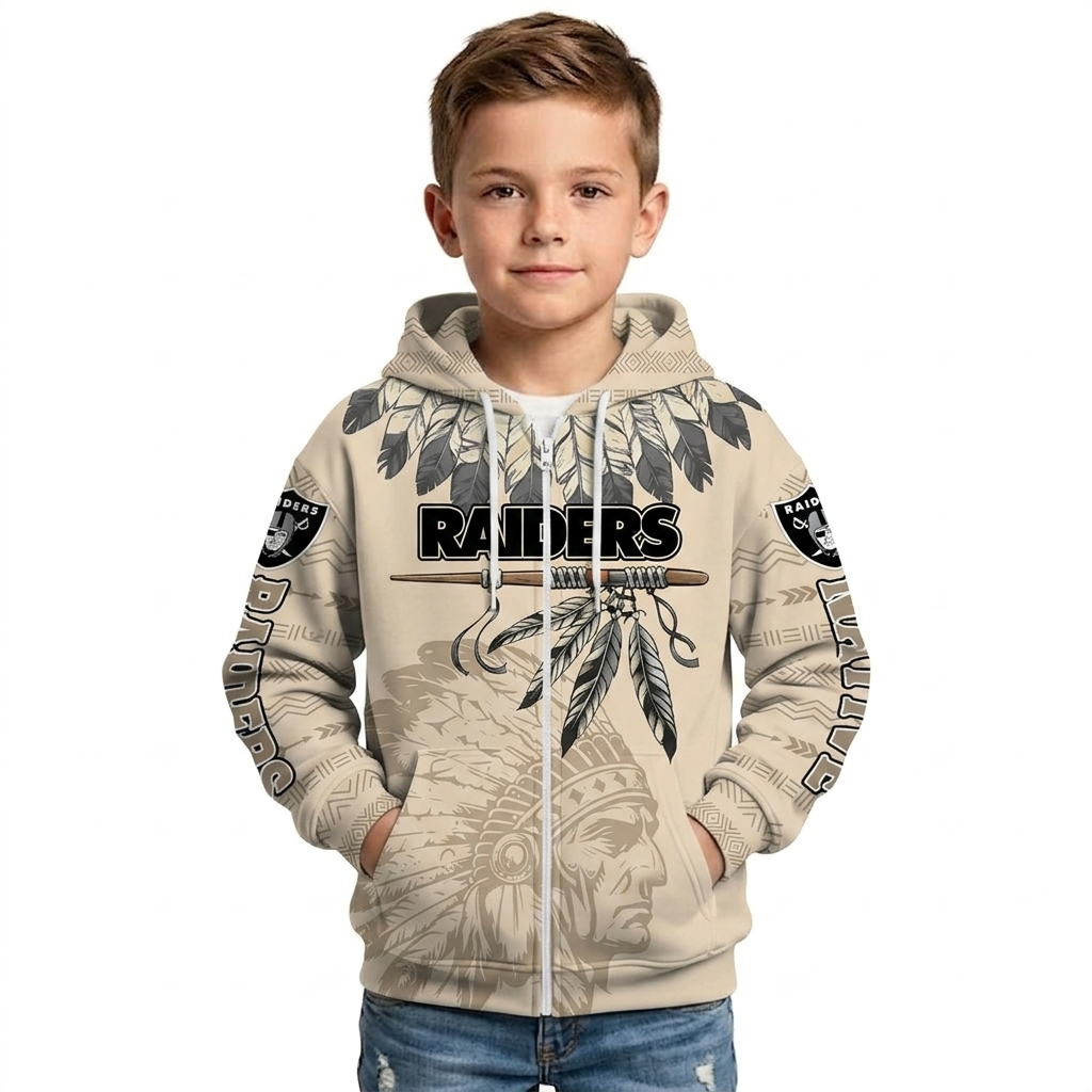 Las Vegas Raiders Heritage Zip Kids Hoodie