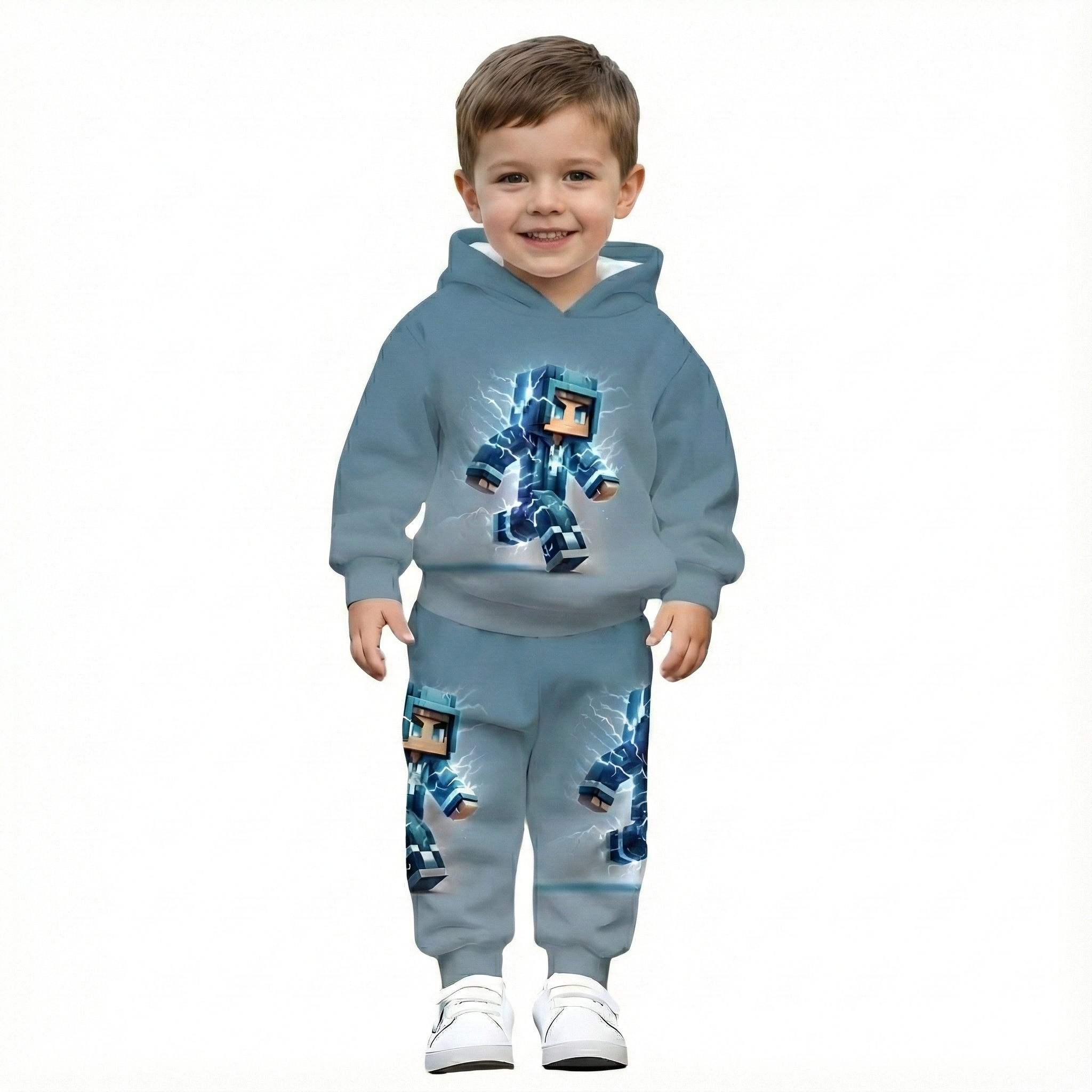 Kids Minecraft Inspired Graphics Hoodie And Jogger Set