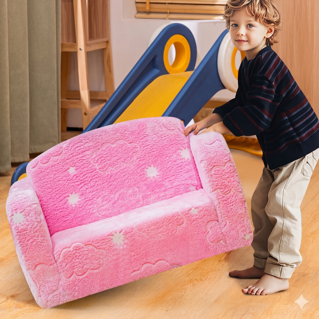 Kids Convertible Sofa Bed With Soft Memory Foam Cushion