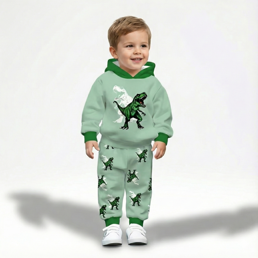 Boys Dinosaur Print Hoodie And Pants Set