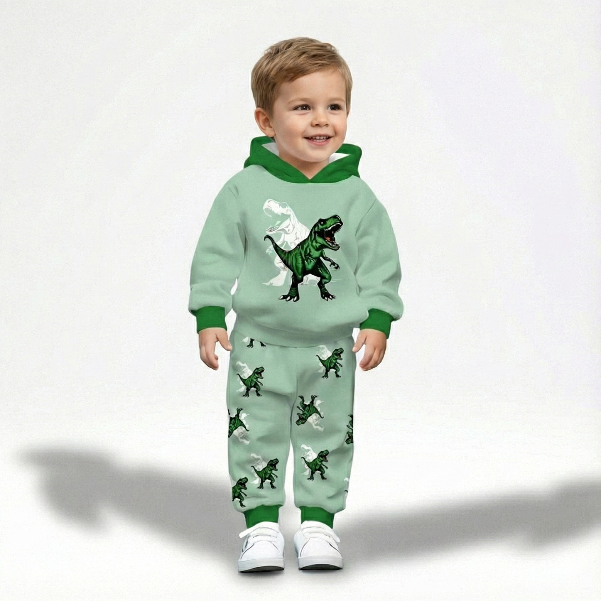 Boys Dinosaur Print Hoodie And Pants Set