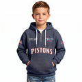 Detroit Pistons EST 1957 Kids Baseball Fan Printed Waffle Quarter Zip Hoodie