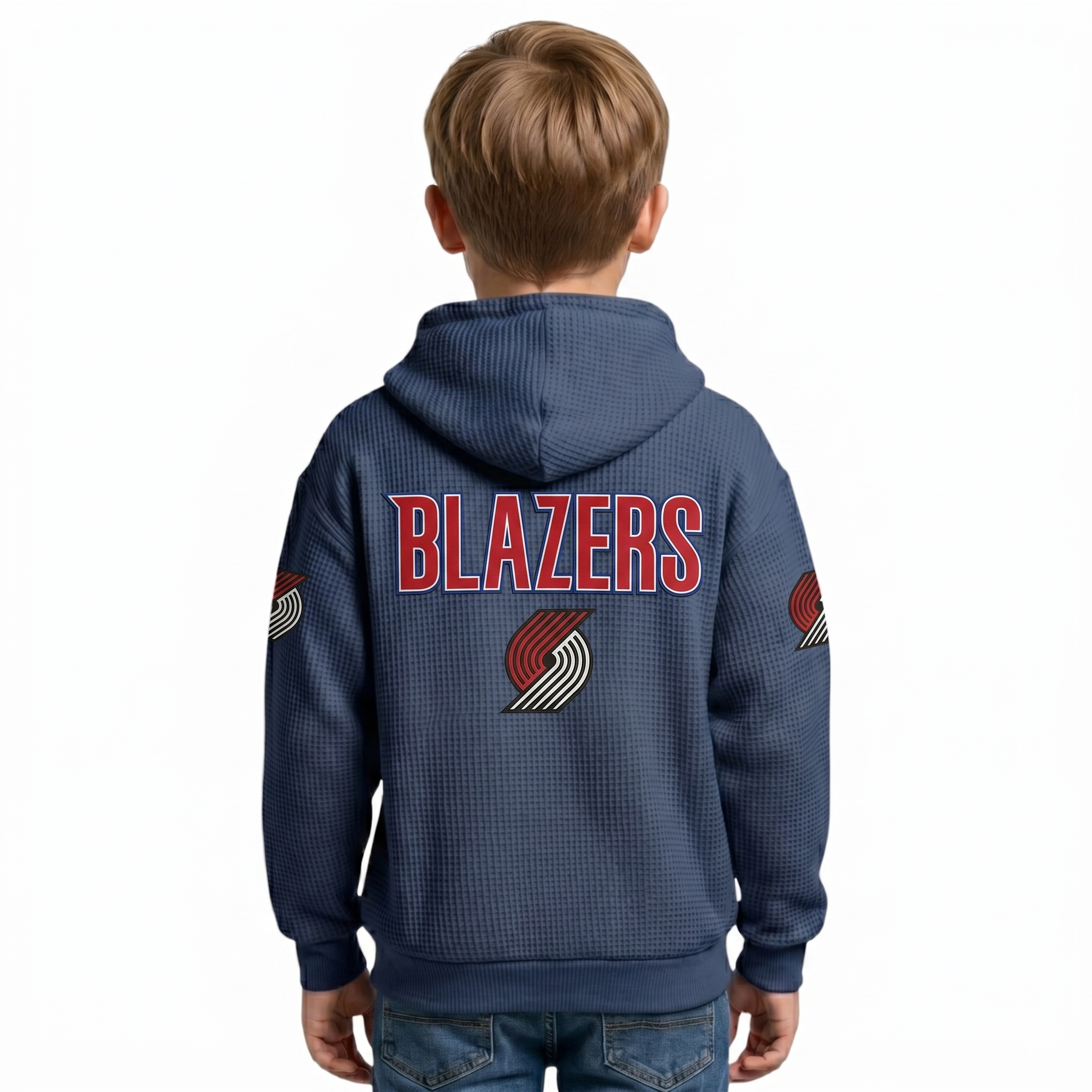 Portland Trail Blazers EST 1970 Kids Baseball Fan Printed Waffle Quarter Zip Hoodie