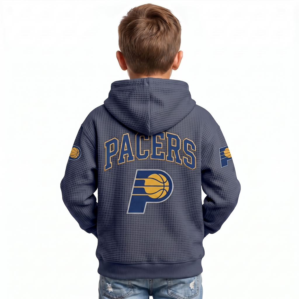 Indiana Pacers EST 1967 Kids Baseball Fan Printed Waffle Quarter Zip Hoodie