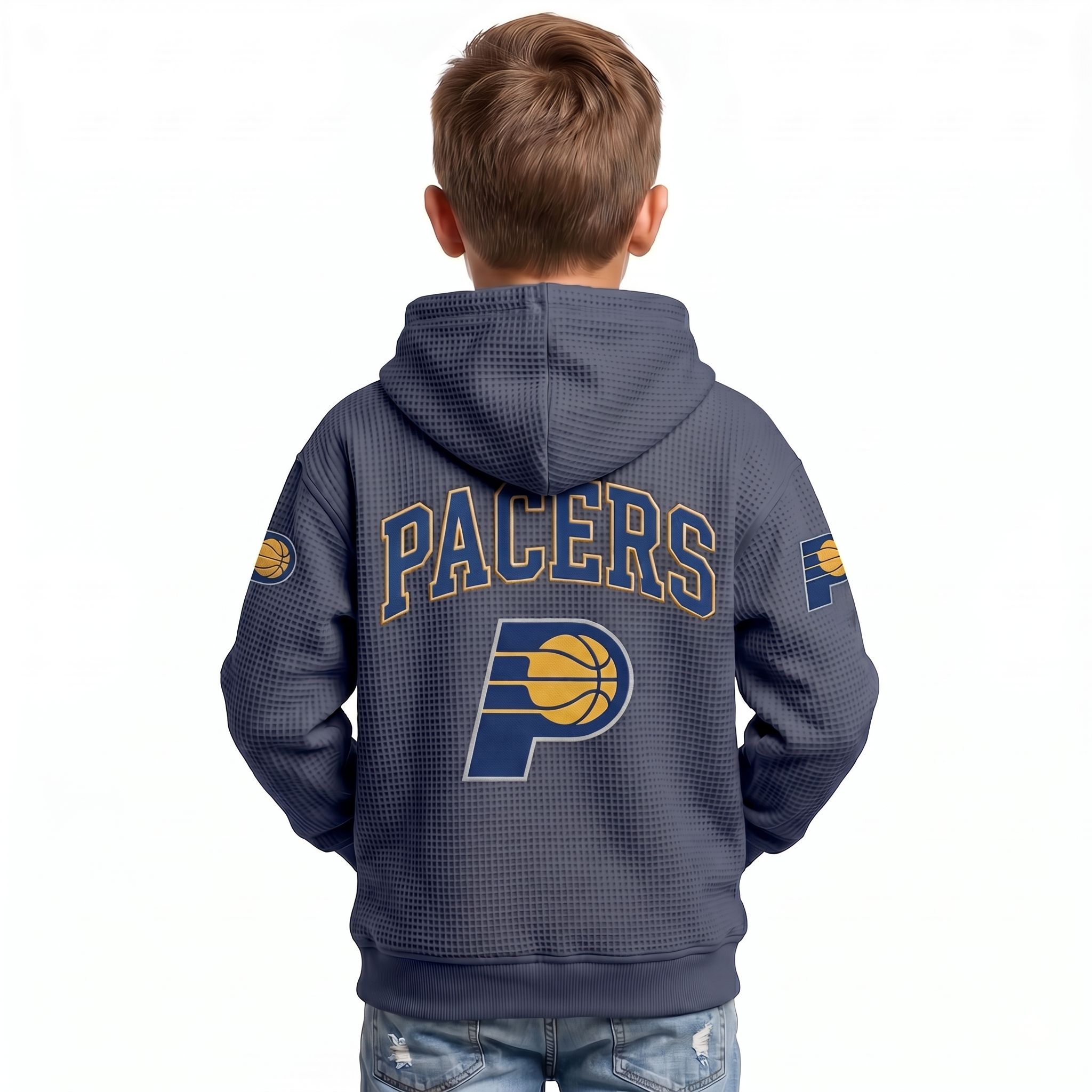 Indiana Pacers EST 1967 Kids Baseball Fan Printed Waffle Quarter Zip Hoodie