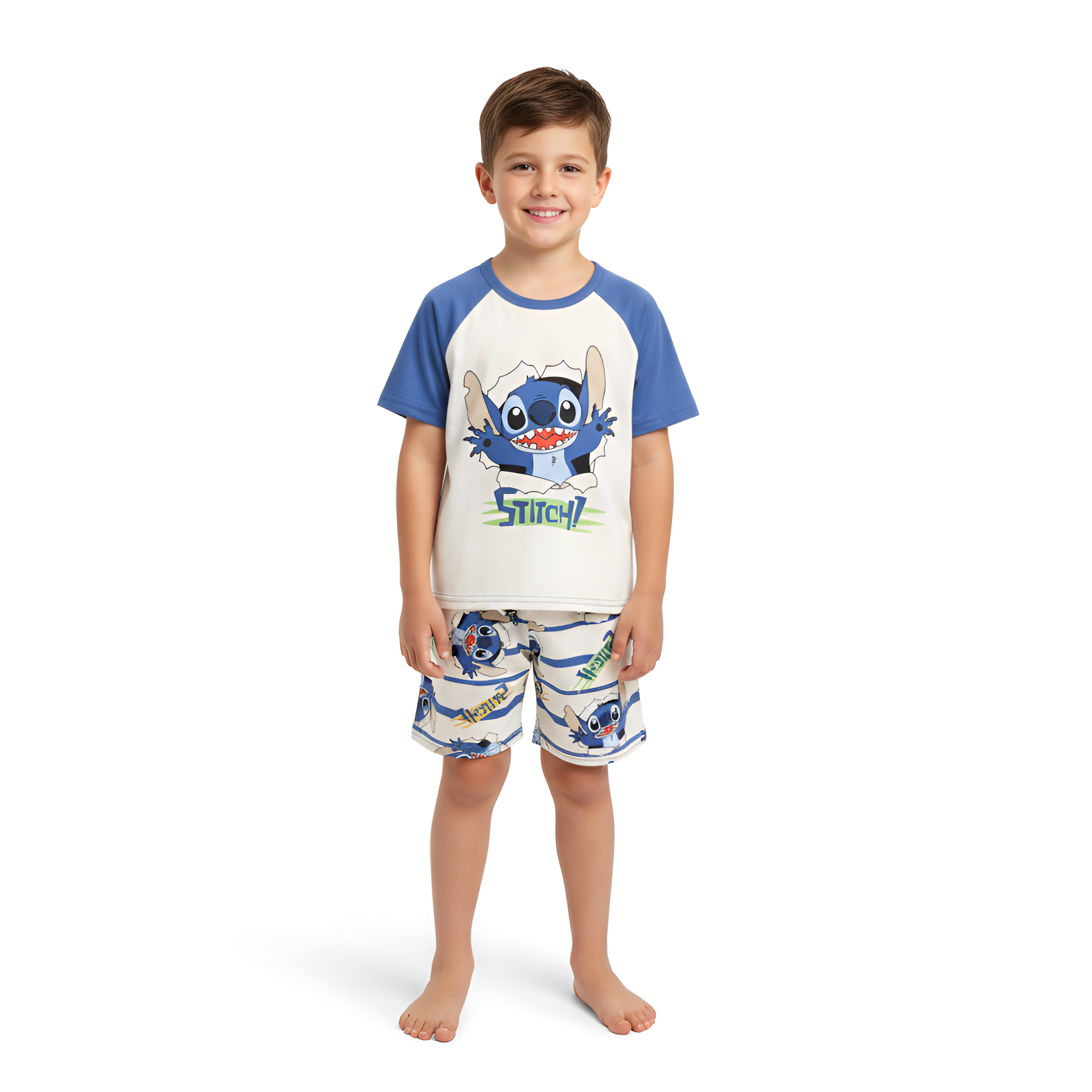 Boys Stitch Cartoon Design Pajama Set