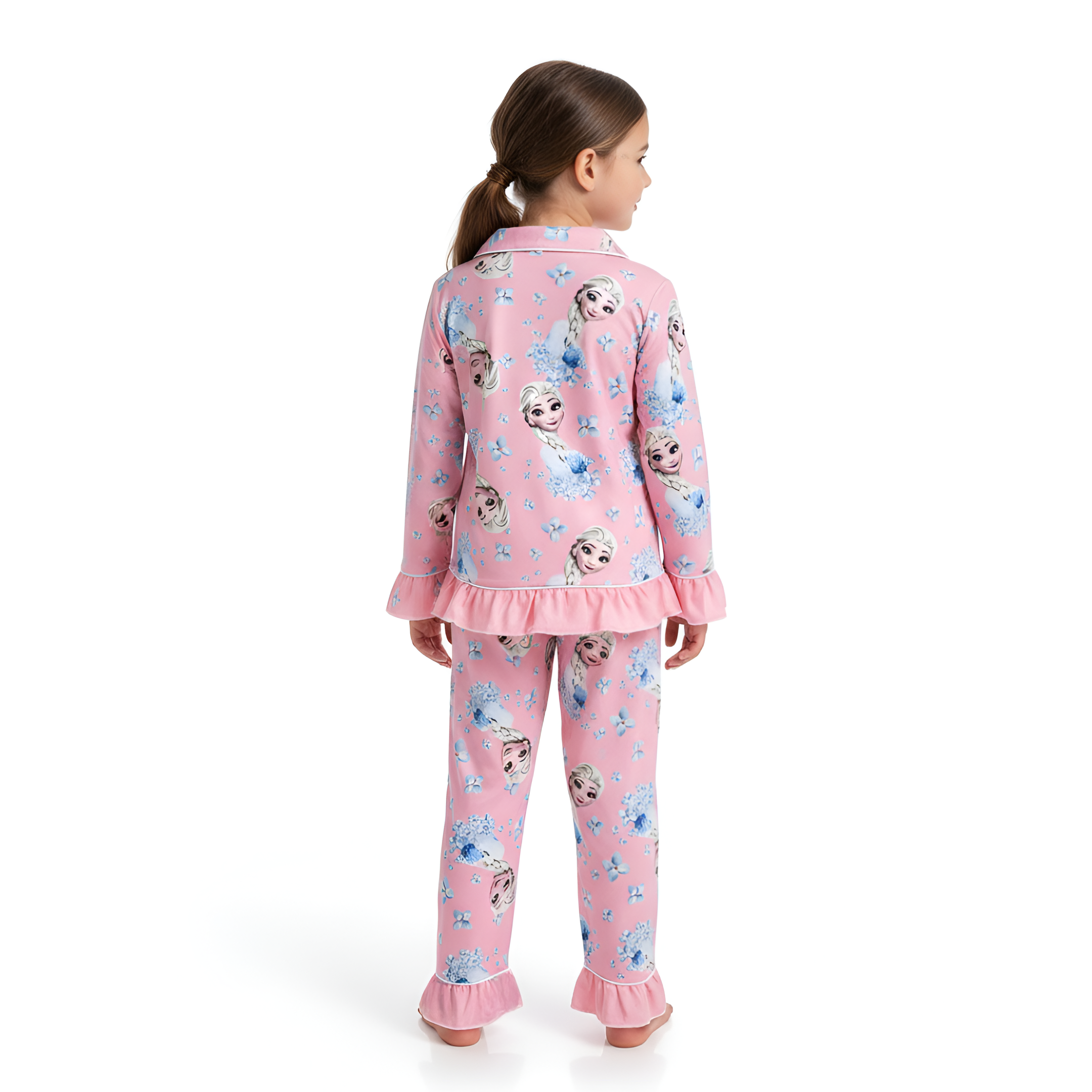 Cartoon Princess Print Kids Pajama Set